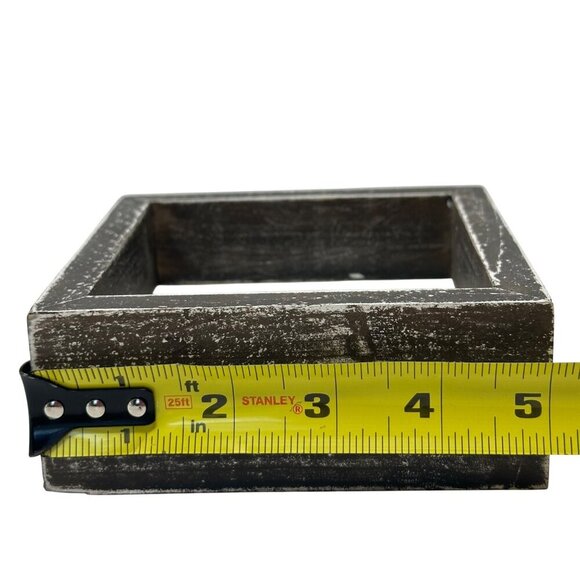 Rustic Yum Block Sign 5in Free Standing Distressed White Brown Kitchen Decor - Picture 6 of 8